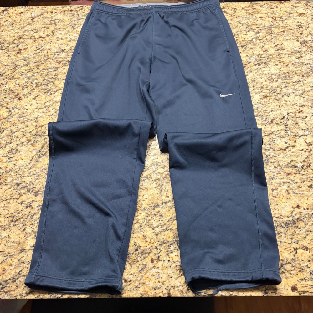 Nike Therma-FIT Mens Navy Blue Fleece Training Pants Large Athletic Sweats v